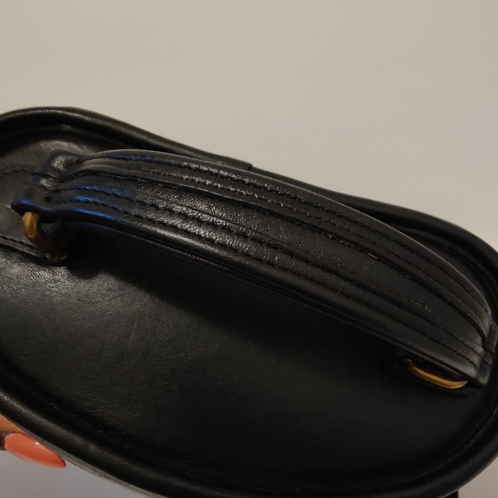 Coach Black Leather Top-Handle Crossbody Bag with Gold Hardware - Picture 11 of 12